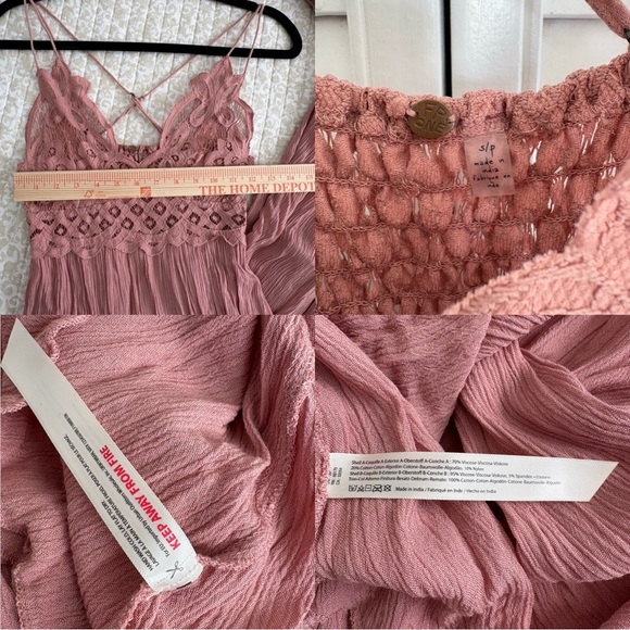 Free People Adella Maxi Slip Rose Pink Lace Dress - Picture 14 of 16